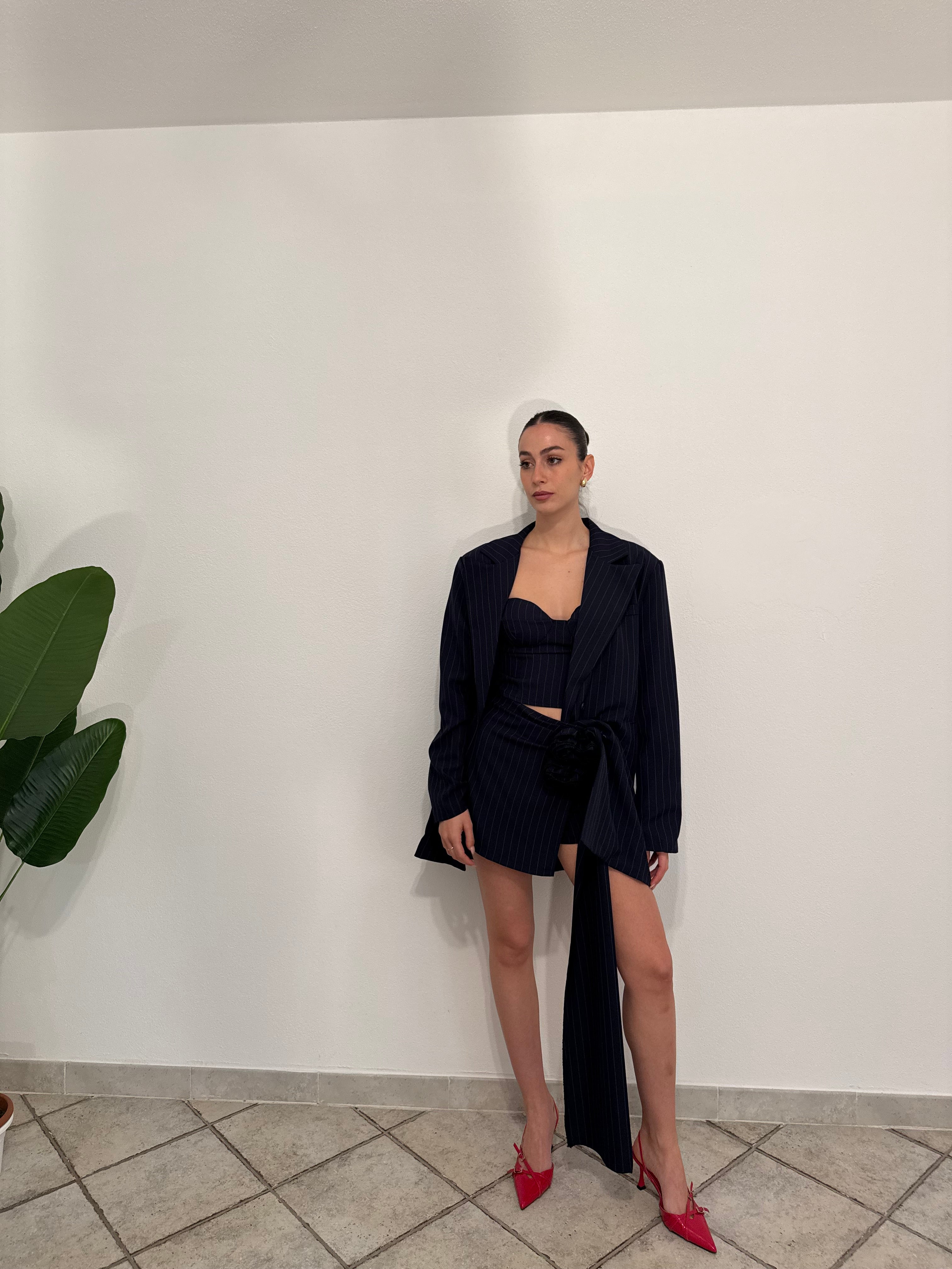 Coord tre pezzi gessato